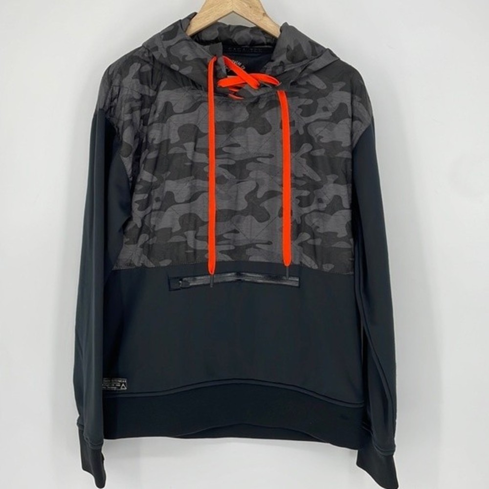 SAGA OUTERWEAR anorak camo pullover hoodie black & gray size SM men's